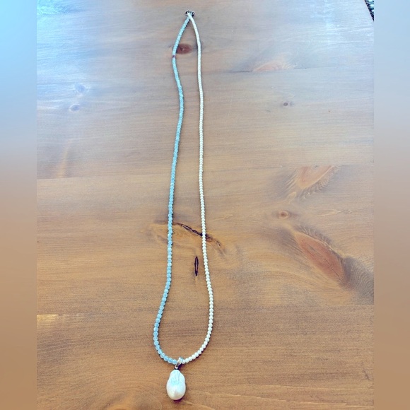 Aquamarine  and pearl necklace - Picture 6 of 9